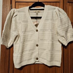 Elegant Cream Button-Up Cardigan
